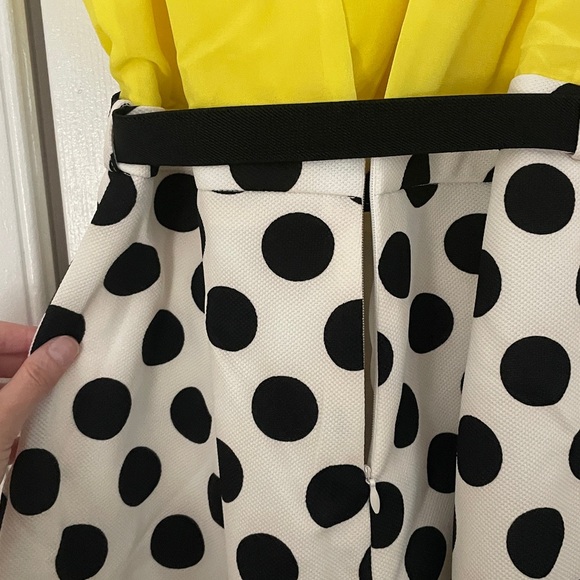 Stylish Yellow and Black Polka Dot Romper - Picture 8 of 13